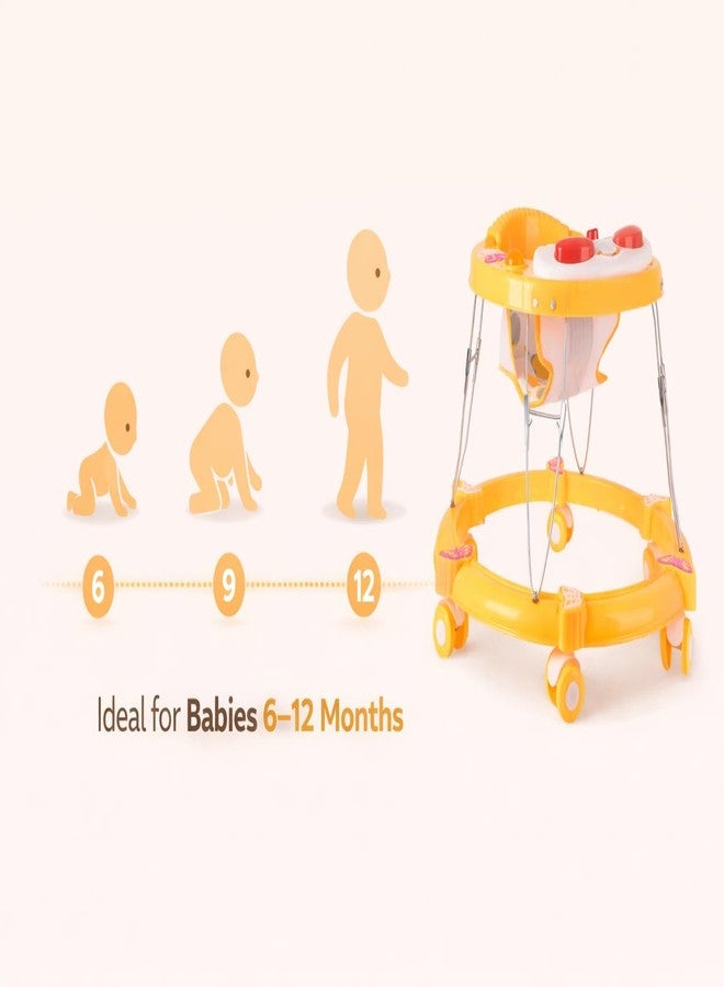 Maanit Walker with Foldable,Cushion Seat | Activity Walker for Baby with Musical Toy Bar | Walker Boys and Girls (Yellow) - Image 5