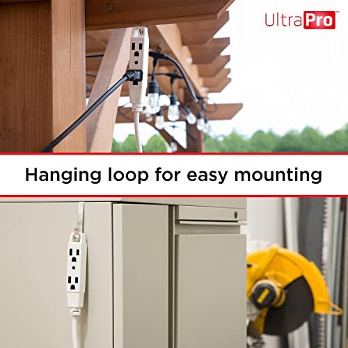 UltraPro 25 Ft Indoor Extension Cord 3 Outlet Extension Cords Outlet Power Strip Short Extension Cord with Multiple Outlets Grounded Heavy Duty Extension Cord 16 Gauge UL Listed White 50806 - Image 5