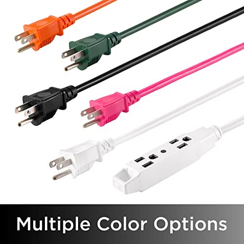 UltraPro 25 Ft Indoor Extension Cord 3 Outlet Extension Cords Outlet Power Strip Short Extension Cord with Multiple Outlets Grounded Heavy Duty Extension Cord 16 Gauge UL Listed White 50806 - Image 4
