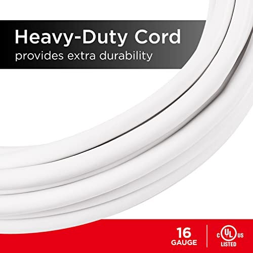 UltraPro 25 Ft Indoor Extension Cord 3 Outlet Extension Cords Outlet Power Strip Short Extension Cord with Multiple Outlets Grounded Heavy Duty Extension Cord 16 Gauge UL Listed White 50806 - Image 3