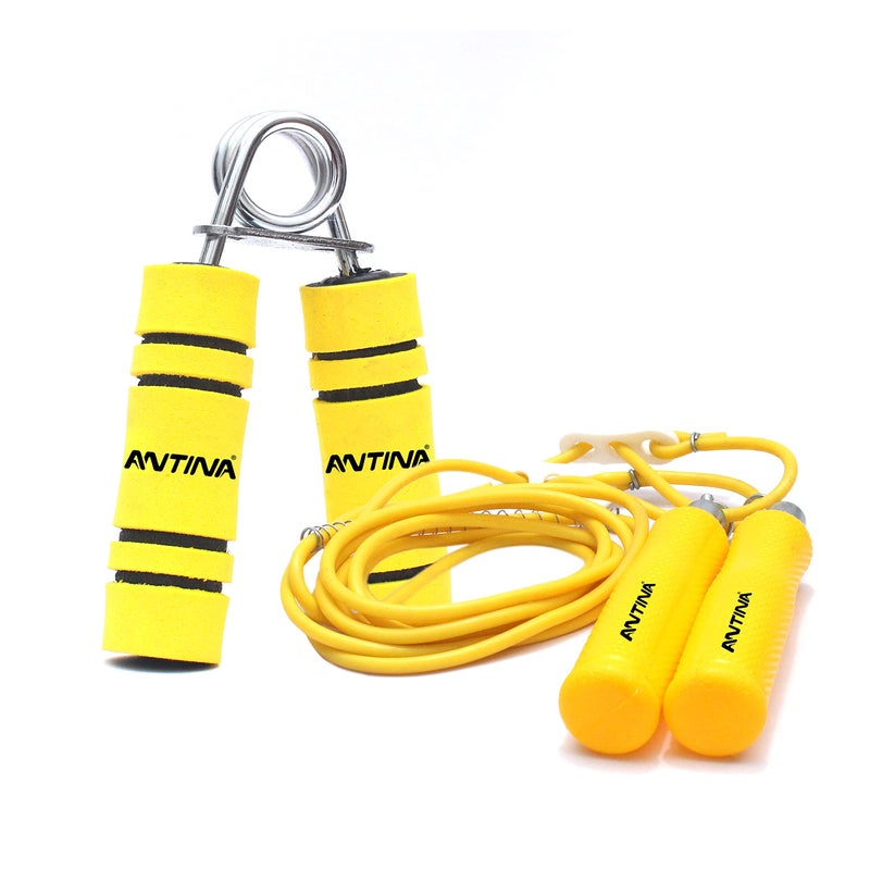 ANTINA HAND GRIP AND SKIPPING ROPE HOME GYM COMBO (YELLOW-2) - Image 4