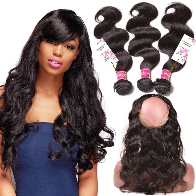 Unice Hair Brazilian Body Wave 3 Bundles with Free Part Lace Closure Unprocessed Virgin Human Hair Weave Extensions 20 22 2418