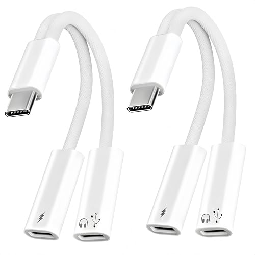 basecolors 2Pack USB C Splitter 1 in 2 Out, Dual UsbC Charger and Headphone Adapter, USBC Splitter PD 60W Fast Charging, Type C Audio Adapter USB-C Dongle Cable for Apple iPhone 15 16 17/iPad Pro/Galaxy/Pixel - Image 1