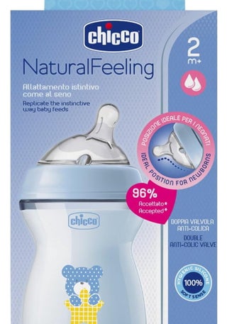 Chicco Natural Feeling Anti-Colic Bottle 250 ml with Soft Silicone Teat for Mixed Breastfeeding - Blue - view 2