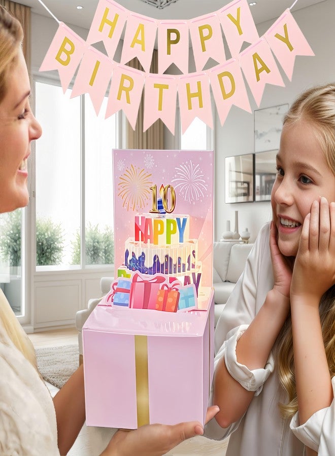JINSTABAG Money Box for Cash Gift, Birthday Money Pull Box with Music Light DIY Sticker 13th 16th 18th 21th Any Age and Banner, Birthday Decorations for Girls Boys Kids Adult (Pink) - Image 2