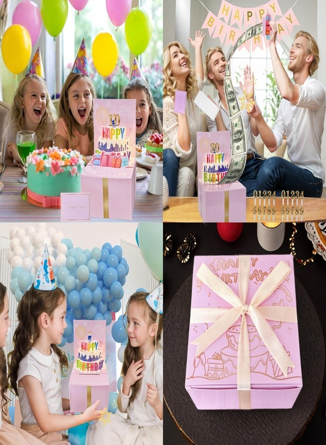 JINSTABAG Money Box for Cash Gift, Birthday Money Pull Box with Music Light DIY Sticker 13th 16th 18th 21th Any Age and Banner, Birthday Decorations for Girls Boys Kids Adult (Pink) - Image 4
