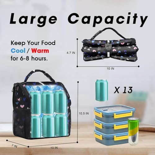 VLM Lunch Box for Women Insulated Lunch Bag Women with Adjustable Shoulder Strap Cute Lunch Tote Bag for WorkPicnicCamping - Image 3