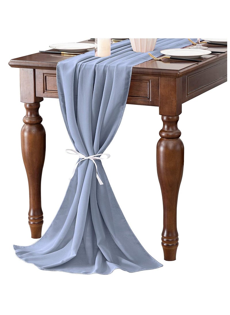 SOLARAE Chiffon Table Runner 27x120 Inches, Romantic Sheer Fabric, for Wedding Decorations, Baby Shower, Bridal Shower, and Birthday Party Cake Table Tulle Decorations, Wedding Drapery Ivory - Image 1