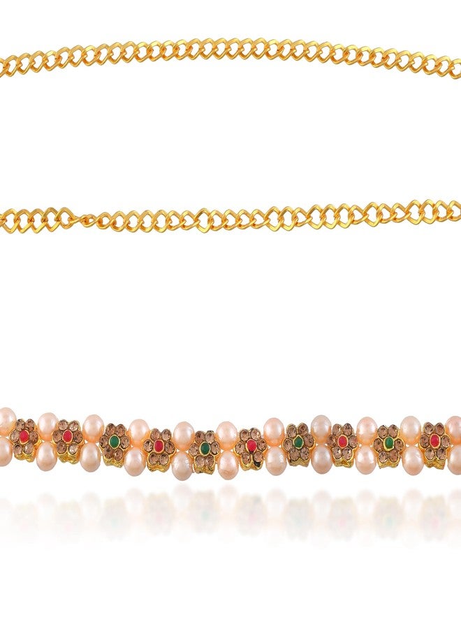 Superstore18 Traditional Indian Women's Kamarbandh Waistbelt Bellychain – Premium Brass, 24KT Micron Gold Plated, Studded with Kundan, Ruby & Emerald Stones, Cultured Pearls – Elegant Bridal wedding formal Wear Traditional Jewellery for women ethnic (SST2609KBKK) - Image 3