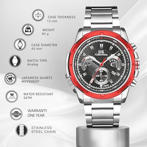 IIK COLLECTION Watch for Man Stainless Steel Chain|Long Battery Life with Long Lasting Polish Water Resistance| Trendy Design| Push Button Lock Durable Watch for Boys - Image 5