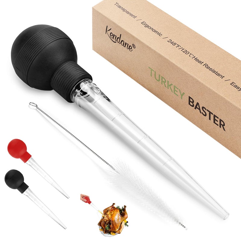Kendane Kendane Turkey Baster With Cleaning Brush Baster Syringe for Home Baking and Roaster Turkey Include Detachable Food Grade Bulb with Double Scales for BBQ Grill Baking Kitchen Cooking 