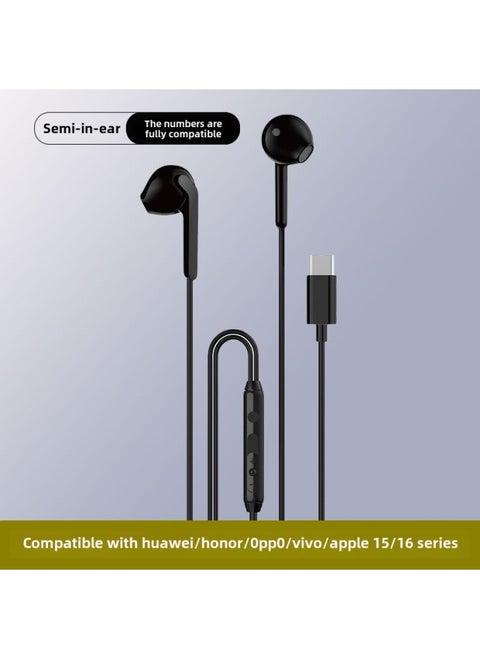 Unique X3C Headset Wired High Sound Quality For Apple 15 Huawei Xiaomi Mobile Phone Type-c In-ear Wire Control-Color:X3C Upgraded Version  Black