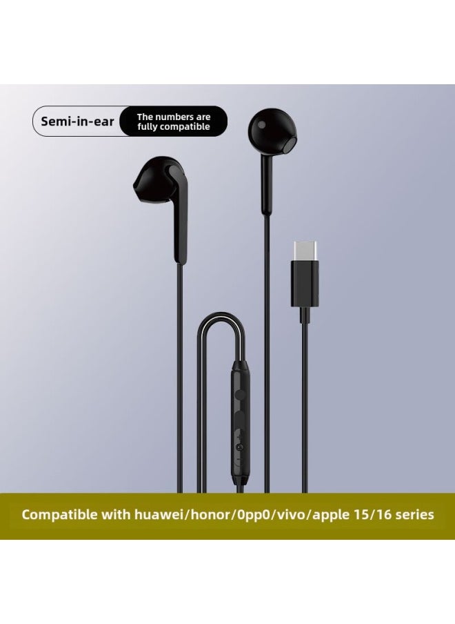Generic - Unique X3C Headset Wired High Sound Quality For Apple 15 Huawei Xiaomi Mobile Phone Type-c In-ear Wire Control-Color:X3C Upgraded Version  Black - Image 1
