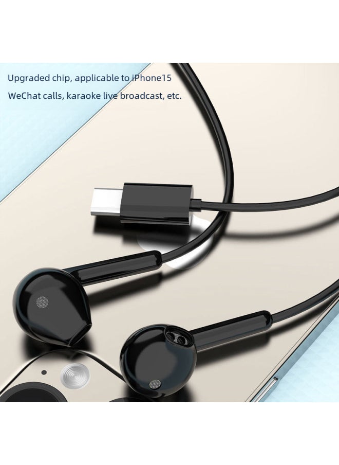 Generic - Unique X3C Headset Wired High Sound Quality For Apple 15 Huawei Xiaomi Mobile Phone Type-c In-ear Wire Control-Color:X3C Upgraded Version  Black - Image 1