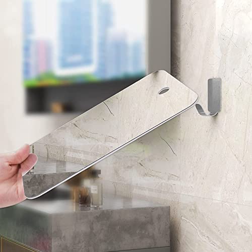 XoYo 2-Pack Fogless Shower Mirror, Includes 2 Adhesive Hooks, Anti-Fog Frameless Wall Hanging Makeup & Shaving Bathroom Accessory (Large+Small) - Image 4