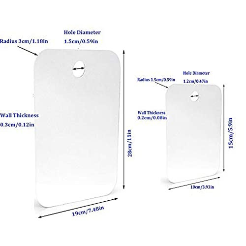 XoYo 2-Pack Fogless Shower Mirror, Includes 2 Adhesive Hooks, Anti-Fog Frameless Wall Hanging Makeup & Shaving Bathroom Accessory (Large+Small) - Image 2