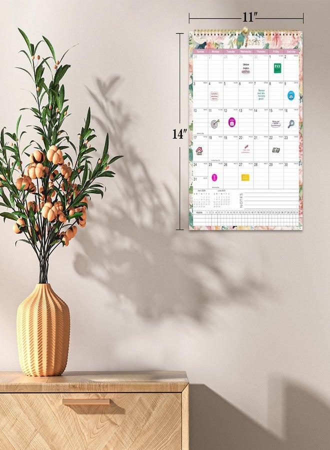Gannyfer 2026 Calendar, 14" x 11" Floral 2026 Wall Calendar, 18 Months from Oct. 2025 to Mar. 2027, Magnetic Fridge Calendar, Perfect for Home, School, Office (3 Stickers Included) - Image 2