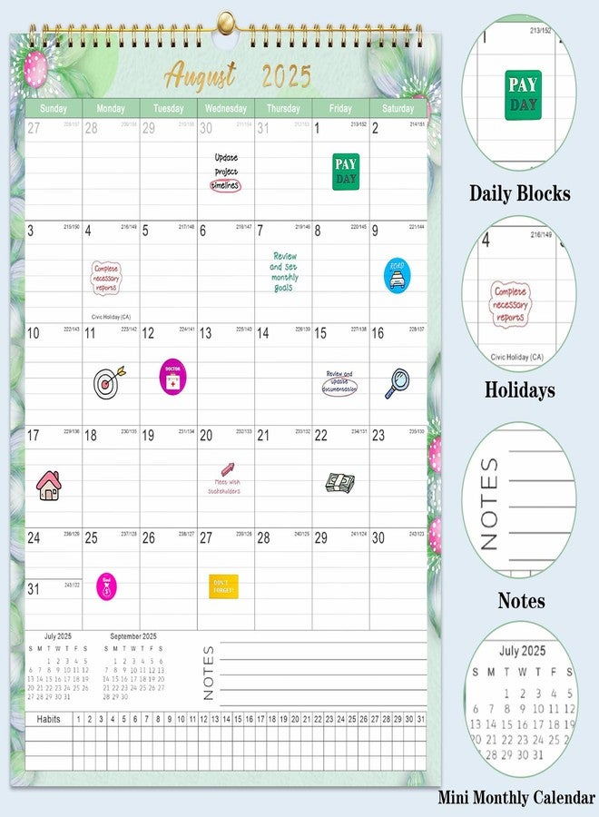 Gannyfer 2026 Calendar, 14" x 11" Floral 2026 Wall Calendar, 18 Months from Oct. 2025 to Mar. 2027, Magnetic Fridge Calendar, Perfect for Home, School, Office (3 Stickers Included) - Image 3