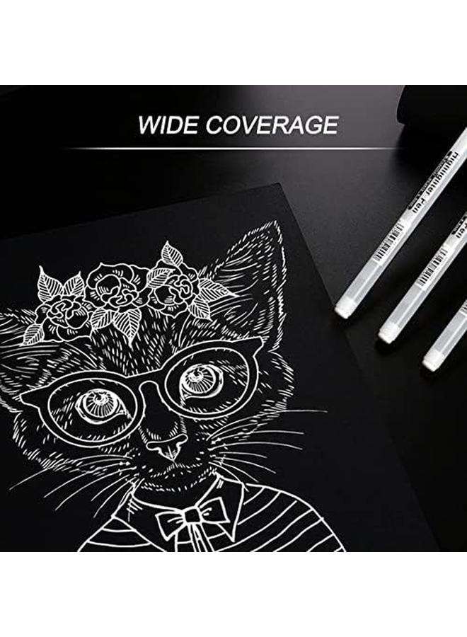 Excefore White Gel Pens 6 Pcs Fine Point White Gel Pen Set For Artists With 0.8Mm Nibs White Rollerball Pens For Black Paper Sketching Drawing Adult Coloring Books Illustration Taking Notes - Image 4