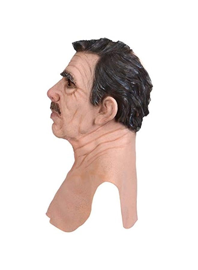 Loquat Natural Latex Old Man Mask, Soft Human Realistic Head Masks,Simulation Creepy Human Wrinkled Face Mask for  Costume Party (B)  - Image 3