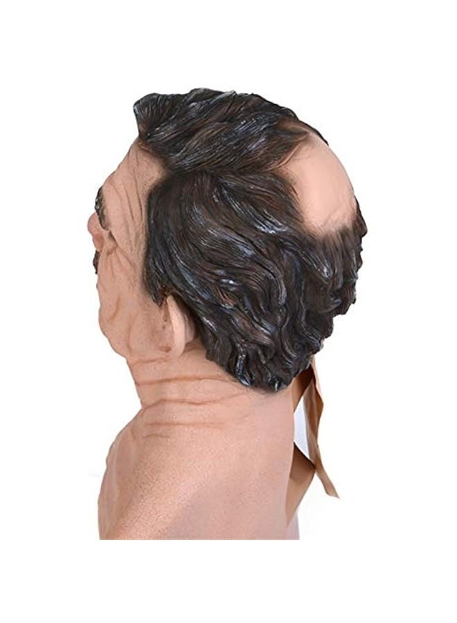Loquat Natural Latex Old Man Mask, Soft Human Realistic Head Masks,Simulation Creepy Human Wrinkled Face Mask for  Costume Party (B)  - Image 4