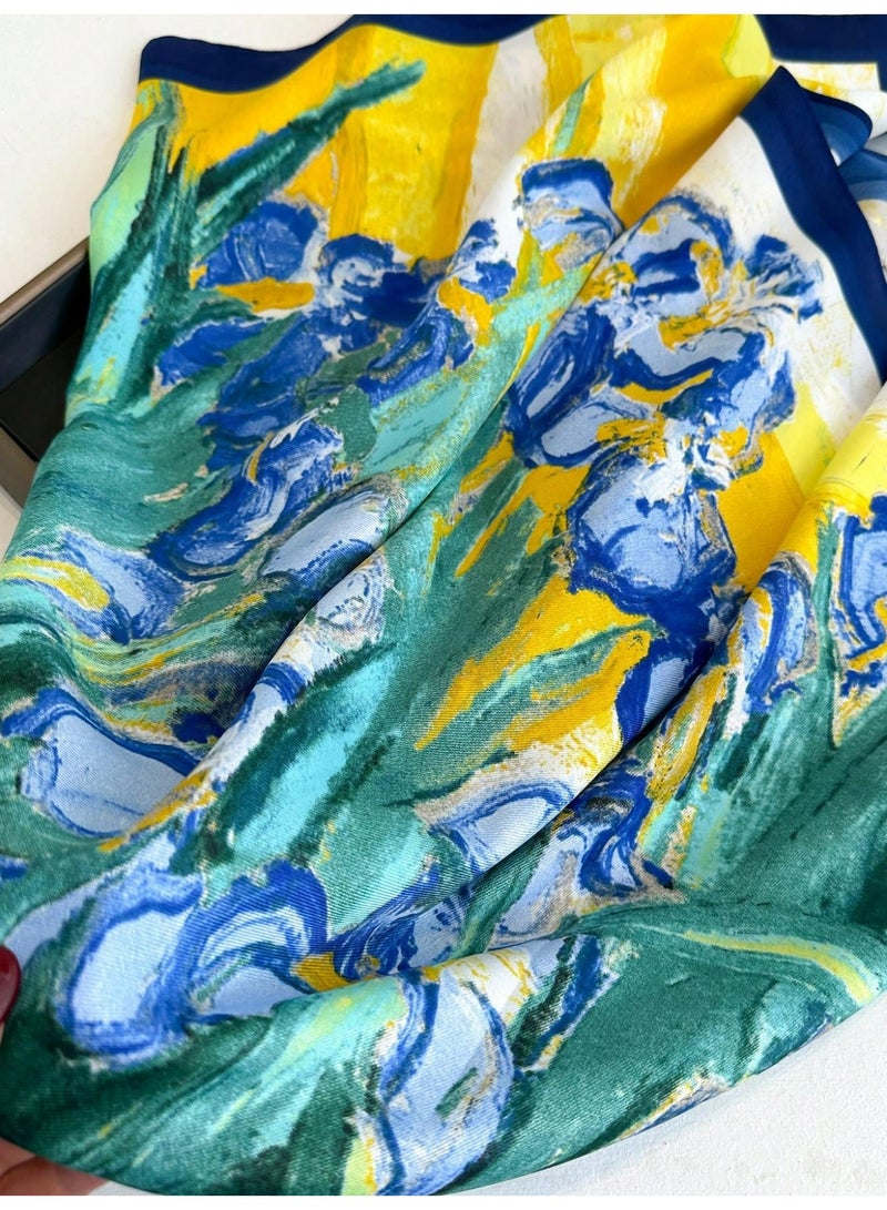 LUMYA Silky Square Scarf for Women, Lightweight Hair Headscarf,  Floral Tied Bandana Neck Scarf ,Fashion Print Long Silk Scarf, Soft Satin Head Wrapfor Summer Sun Protection and  Daily Decoration Style 94×90cm - Image 2