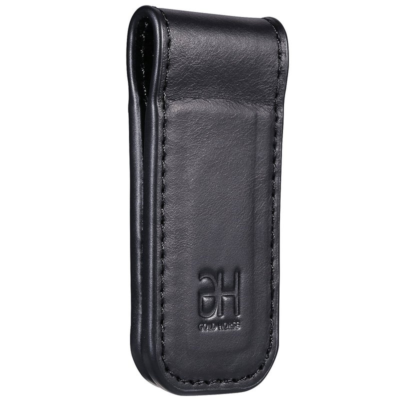 GH GOLD HORSE GH GOLD HORSE Slim Magnetic Money Clip Genuine Leather Business Card Holder for Men, Black  - Image 2