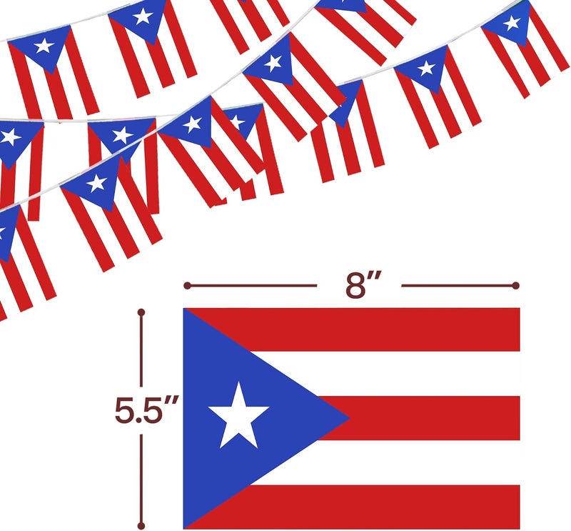 Anley Puerto Rico String Flag Pennant Banners, Patriotic Events 12th of June National Puerto Rican Day Decoration Sports Bars - 33 Feet 38 Flags - Image 3