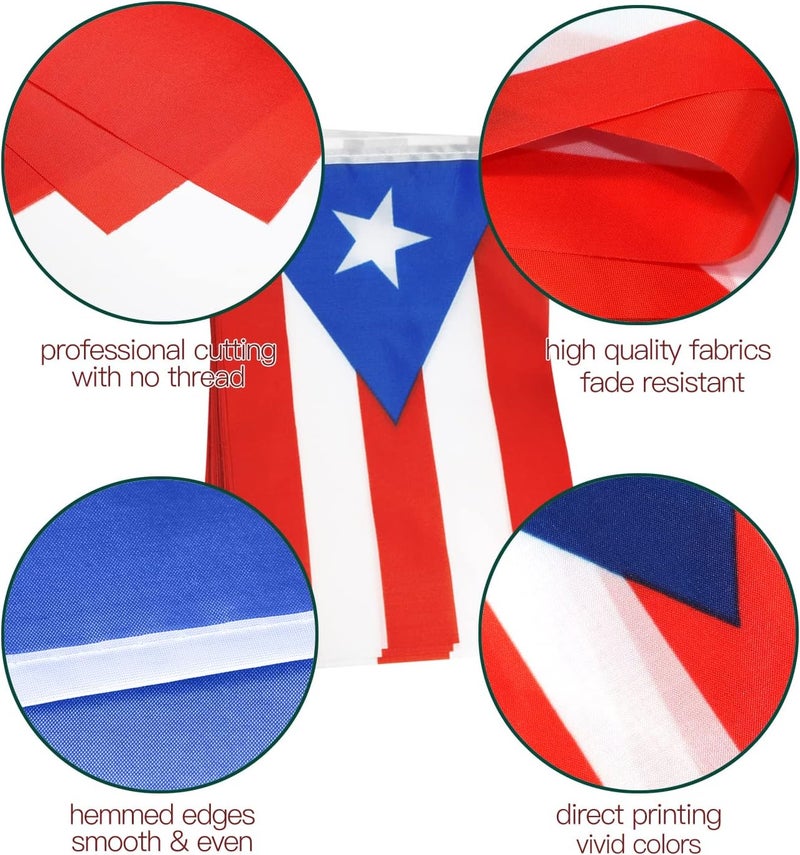 Anley Puerto Rico String Flag Pennant Banners, Patriotic Events 12th of June National Puerto Rican Day Decoration Sports Bars - 33 Feet 38 Flags - Image 2