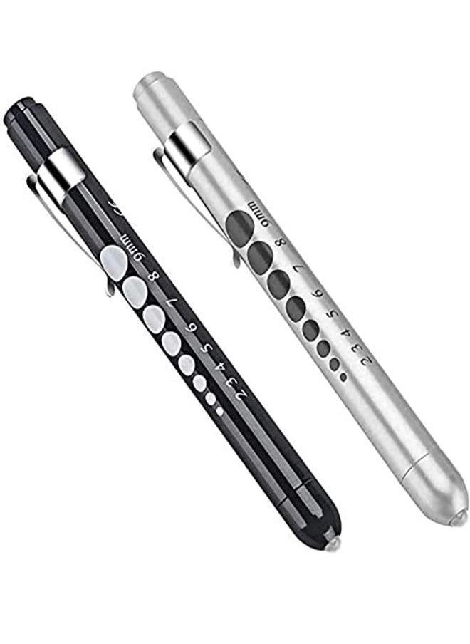 Generic 2-Piece Diagnostic Medical Pen Light, Mini Reusable LED Pen Light, Pen Flashlight, Doctor Nurse Emergency Pen Light, Black and Silver  - Image 1