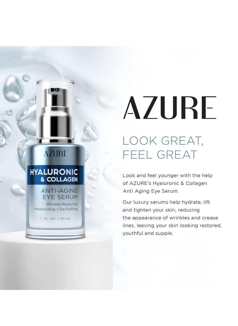 Azure AZURE Hyaluronic & Collagen Anti Aging Eye Serum - Moisturizing, Replenishing & De-Puffing | Reduces Wrinkles, Fine Lines & Under Eye Bags | Locks In Moisture Hydrating Skin | Made in Korea - 30mL  - Image 2