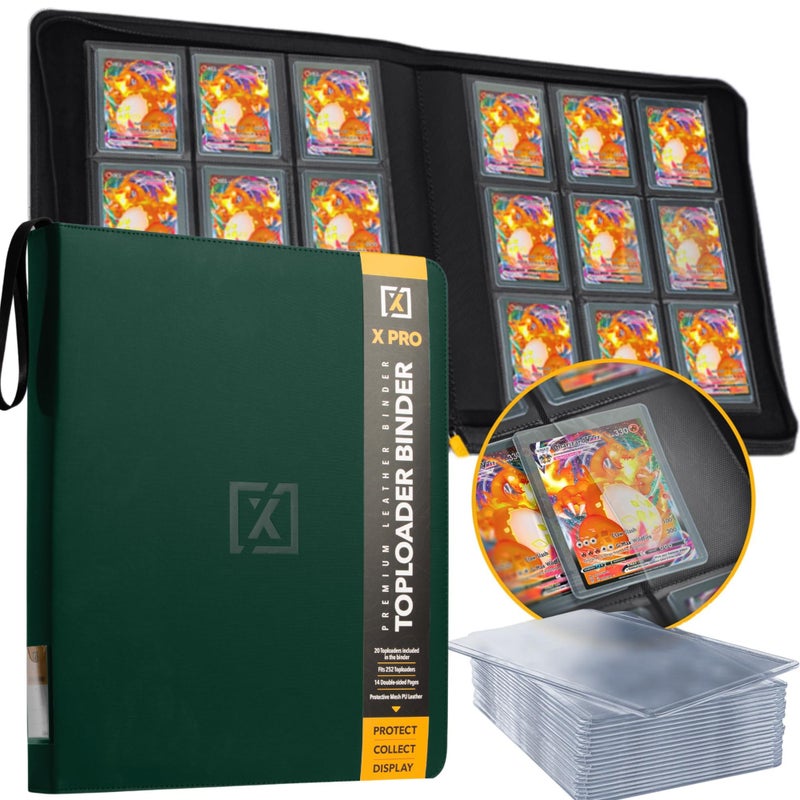 HOMEXPRO X PRO Toploader Binder | Holds 252 Toploaders | 20 Toploaders INCLUDED | 9-Pocket | Ringless Double-Sided Pockets for TCG, Sports | Premium Top Loader Storage - Image 1