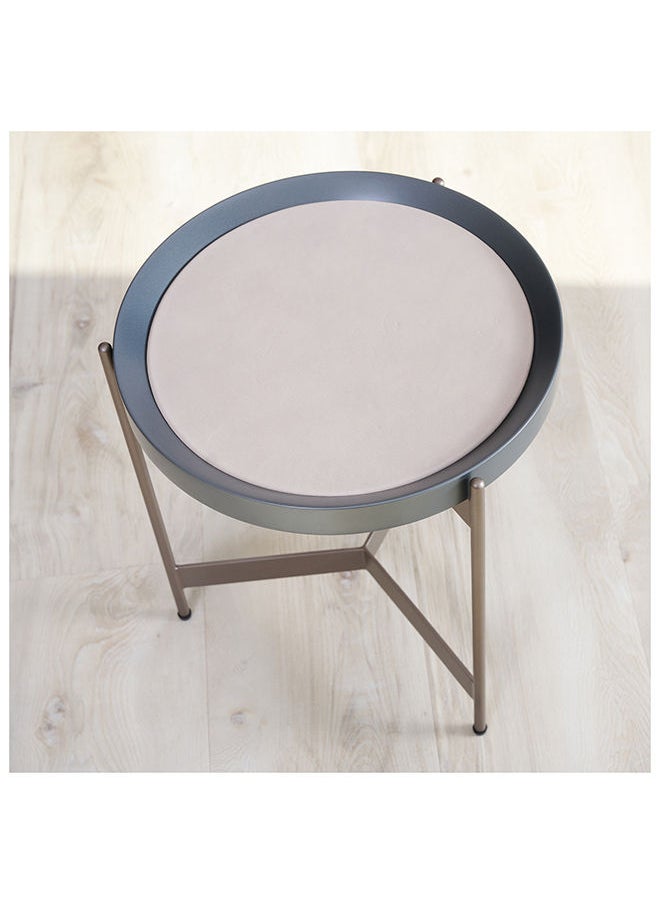 AL HUZAIFA FURNITURE - Cordova, Round Table, Full Grain Leather, Stainless Steel - Image 1