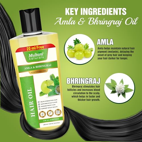 Multani Naturals Hair Oil Amla & Bhringraj (270ml) | Strengthens Hair | Supports Scalp Health | Controls Frizz | For Men & Women - Image 3