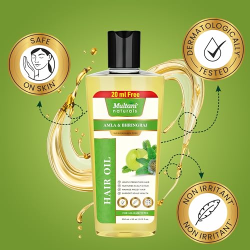 Multani Naturals Hair Oil Amla & Bhringraj (270ml) | Strengthens Hair | Supports Scalp Health | Controls Frizz | For Men & Women - Image 2
