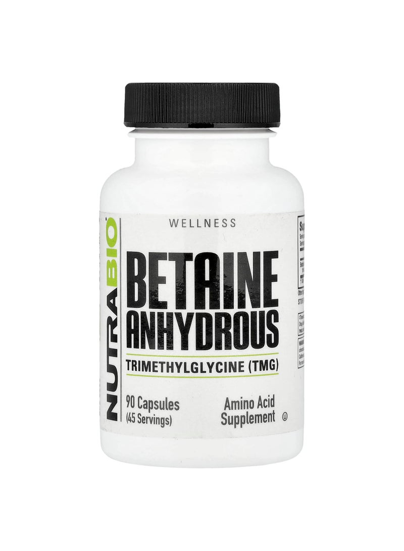 NutraBio Betaine Anhydrous, 90 Capsules (500 mg Per capsule)