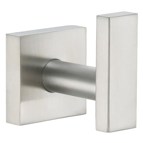 Angle Simple Bathroom Towel Hook, SUS304 Stainless Steel Single Shower Towel Hanger for Wall, Kitchen Cabinet Closet Coat Robe Holder Wall Mounted, Brushed Nickel - Image 1