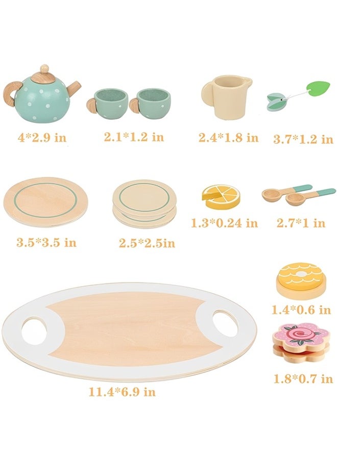 Beauenty Wooden Tea Party Set for Little Girls Boys,Wooden Tea Toys with Tea Pot Cups,Toddler Tea Set Play Kitchen Accessories for Kids Tea Party Toys,Princess Kitchen Tea Party Pretend Play Toy  - Image 2