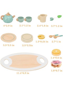Beauenty Wooden Tea Party Set for Little Girls Boys,Wooden Tea Toys with Tea Pot Cups,Toddler Tea Set Play Kitchen Accessories for Kids Tea Party Toys,Princess Kitchen Tea Party Pretend Play Toy  - Image 2