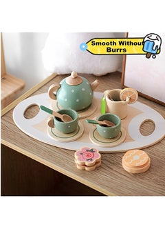 Beauenty Wooden Tea Party Set for Little Girls Boys,Wooden Tea Toys with Tea Pot Cups,Toddler Tea Set Play Kitchen Accessories for Kids Tea Party Toys,Princess Kitchen Tea Party Pretend Play Toy  - Image 4