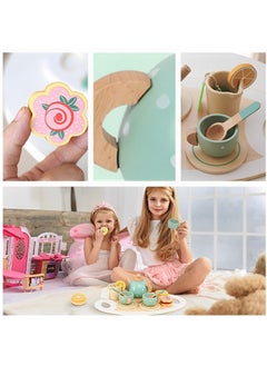 Beauenty Wooden Tea Party Set for Little Girls Boys,Wooden Tea Toys with Tea Pot Cups,Toddler Tea Set Play Kitchen Accessories for Kids Tea Party Toys,Princess Kitchen Tea Party Pretend Play Toy  - Image 5