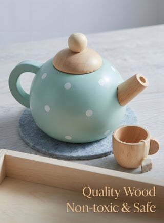 Wooden Tea Party Set for Little Girls Boys,Wooden Tea Toys with Tea Pot Cups,Toddler Tea Set Play Kitchen Accessories for Kids Tea Party Toys,Princess Kitchen Tea Party Pretend Play Toy - view 4