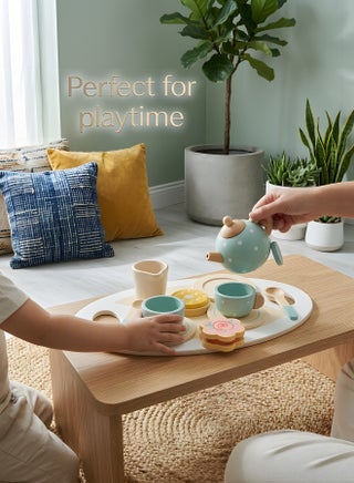 Wooden Tea Party Set for Little Girls Boys,Wooden Tea Toys with Tea Pot Cups,Toddler Tea Set Play Kitchen Accessories for Kids Tea Party Toys,Princess Kitchen Tea Party Pretend Play Toy - view 5