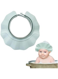 MOXO Baby Shower Cap Adjustable Baby Hair Washing Guard Shampoo Hat Bath Shield Visor Hat Eyes and Ears Head Protection Waterproof Soft Silic Shower Cap for Kids Toddler (Blue)  - Image 1