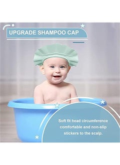 MOXO Baby Shower Cap Adjustable Baby Hair Washing Guard Shampoo Hat Bath Shield Visor Hat Eyes and Ears Head Protection Waterproof Soft Silic Shower Cap for Kids Toddler (Blue)  - Image 4