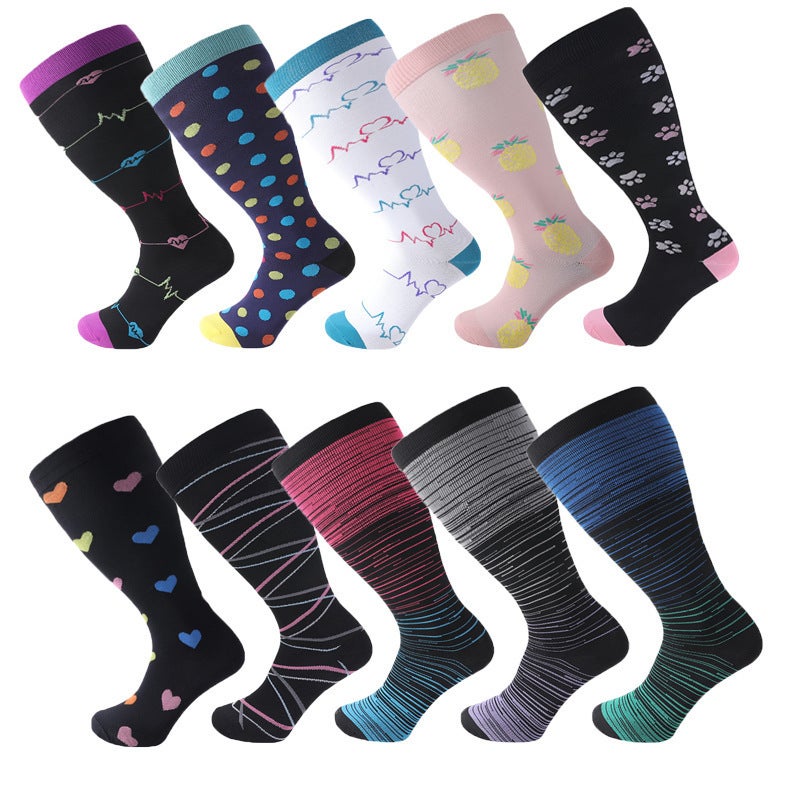 Plus Size Plus Size Compression Socks High Elastic Fat Socks Sports Fitness Printed Compression Socks Fat Socks - Image 2