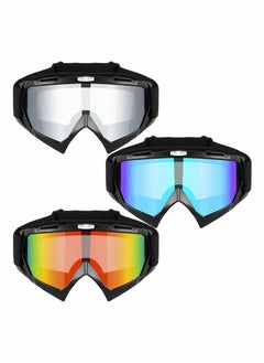 3Pcs Motorcycle Goggles Dirt Bike Goggles Motocross Goggles Windproof ATV Goggles Offroad Riding Dustproof Racing Scratch Resistant Ski Protective Safety Glasses Anti UV Dustproof Anti Fog