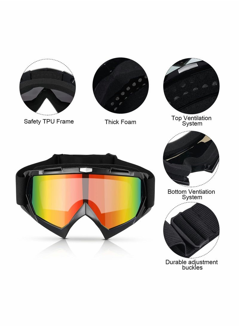 SYOSI - 3Pcs Motorcycle Goggles Dirt Bike Goggles Motocross Goggles Windproof ATV Goggles Offroad Riding Dustproof Racing Scratch Resistant Ski Protective Safety Glasses Anti UV Dustproof Anti Fog - Image 1