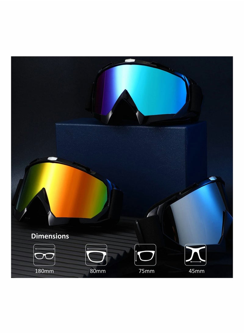 SYOSI - 3Pcs Motorcycle Goggles Dirt Bike Goggles Motocross Goggles Windproof ATV Goggles Offroad Riding Dustproof Racing Scratch Resistant Ski Protective Safety Glasses Anti UV Dustproof Anti Fog - Image 1