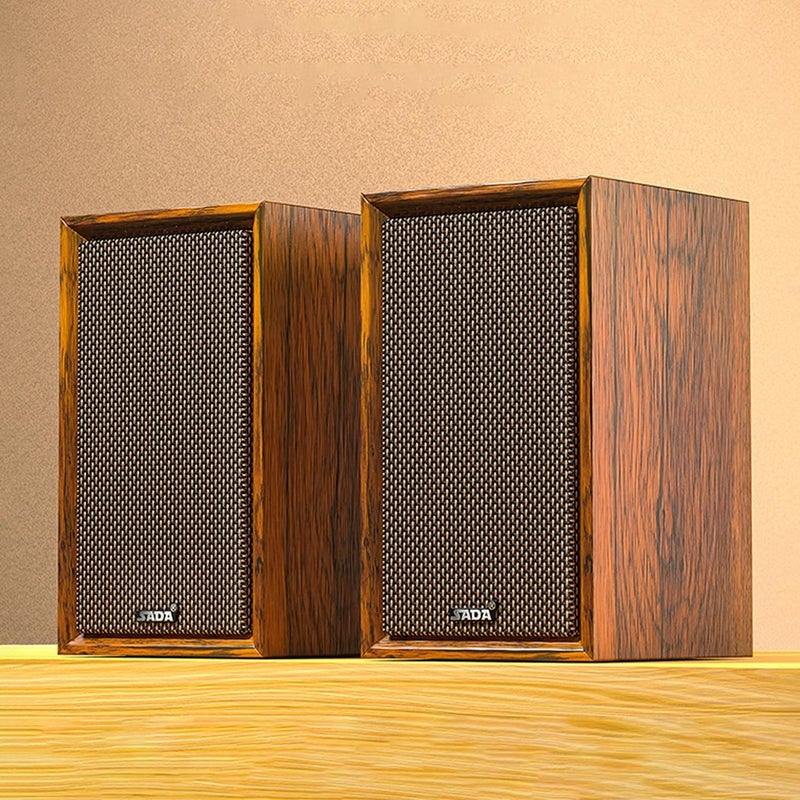 Desktop Computer Speaker Surround Sound 2.0 Stereo,Classic Solid Wood PC Speakers,Two Linking Methods, Bluetooth 5.0 and Wired Link (3.5mm Connector UBS Powered),Adapts to Multiple Scenes - Image 1